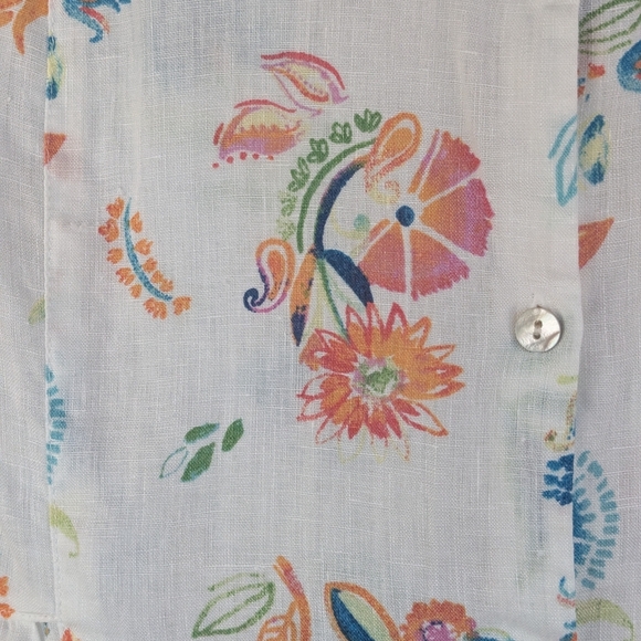 J. Jill Medium 100% Linen Sleeveless Tiered Button Down Shirt Floral - Picture 5 of 10
